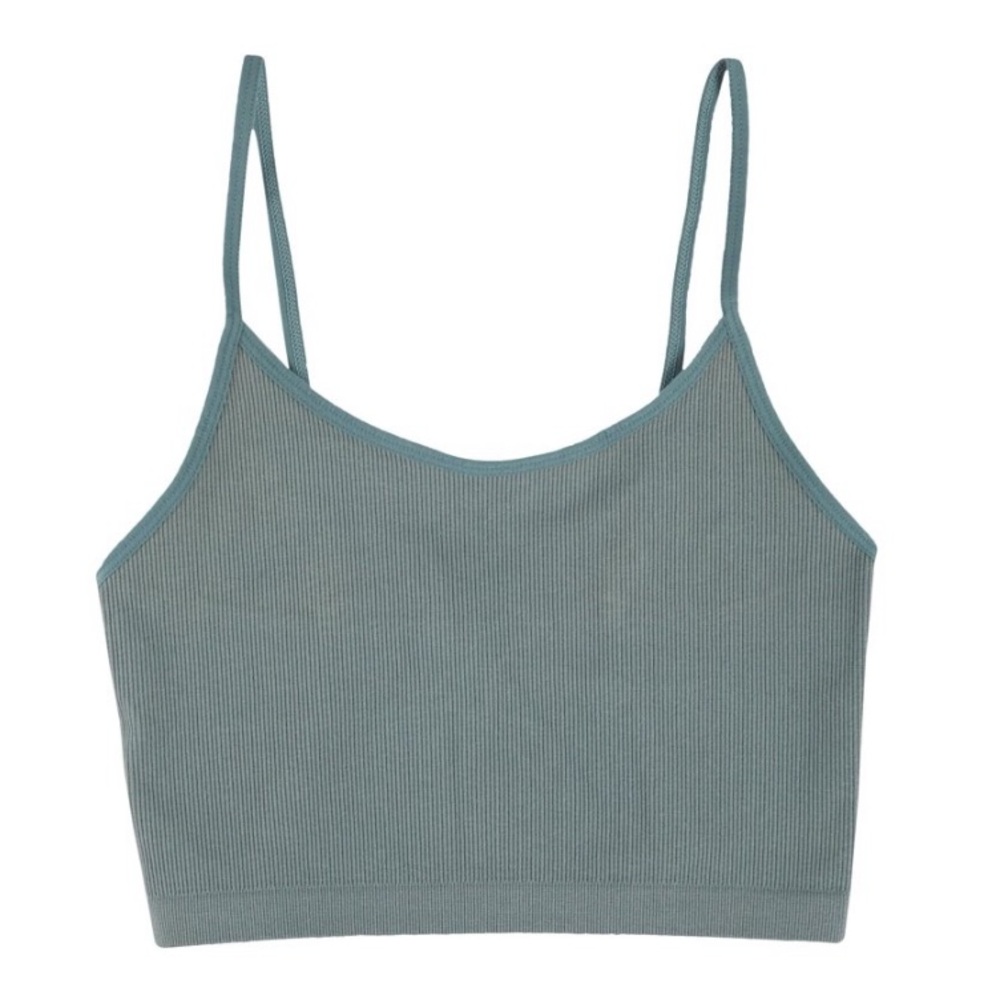 Ruby & Jenna Bozzolo Green Ribbed Crop Top